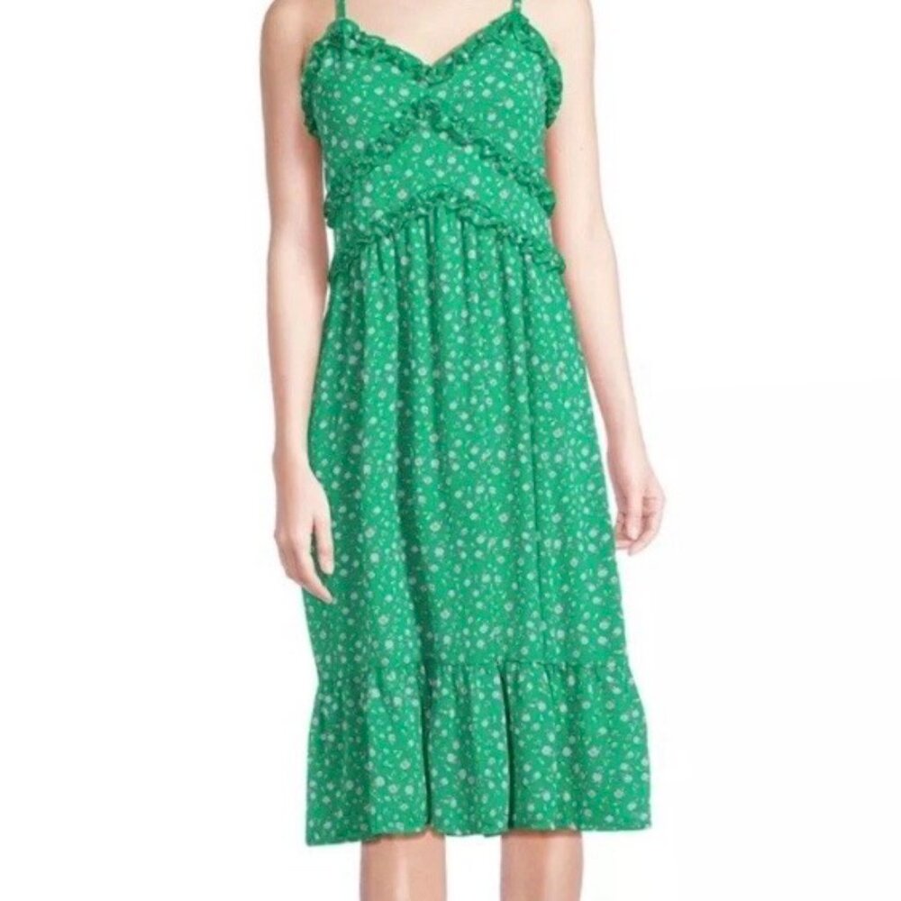 No Boundaries Green Floral Midi Dress Size XXXL